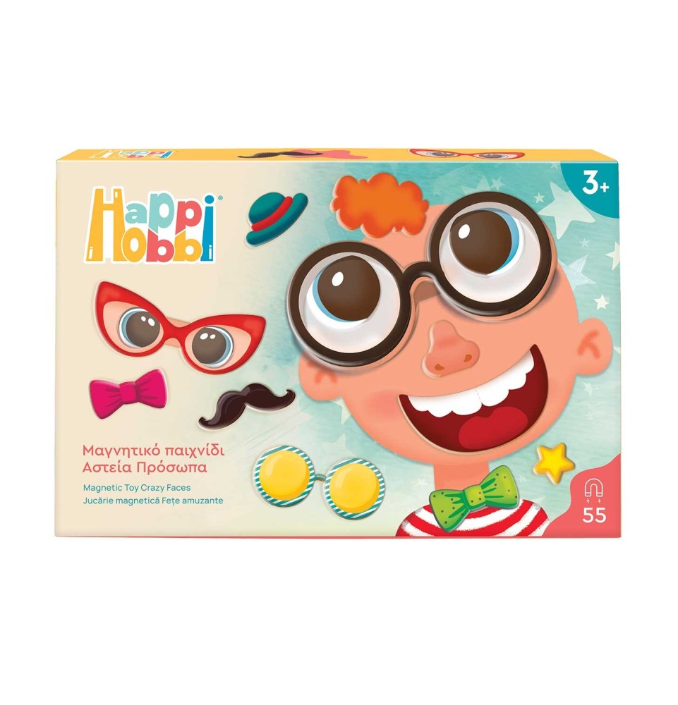 HappiHobbi Αστεία Πρόσωπα 55 Εκπαιδευτικοί Χάρτινοι Μαγνήτες Για 3 Χρονών
