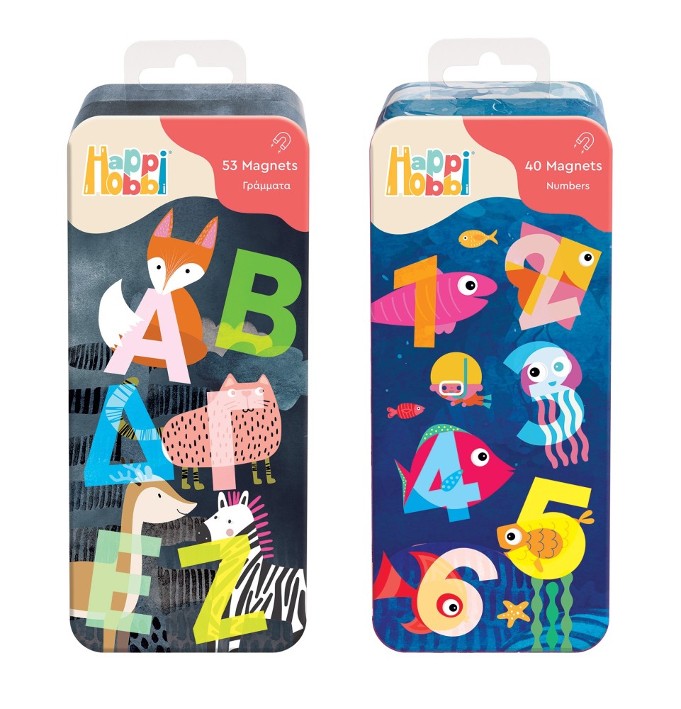HappiHobbi Magnet Tin Γράμματα & Αριθμοί Εκπαιδευτικοί Χάρτινοι Μαγνήτες Για 3 Χρονών