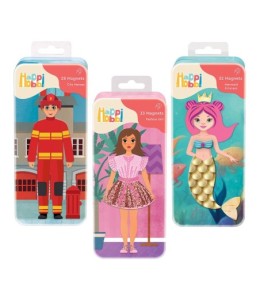 HappiHobbi Magnet Tins City Heroes  Fashion Girl  Mermaid Princess Εκπαιδευτικοί Χάρτινοι Μαγνήτες
