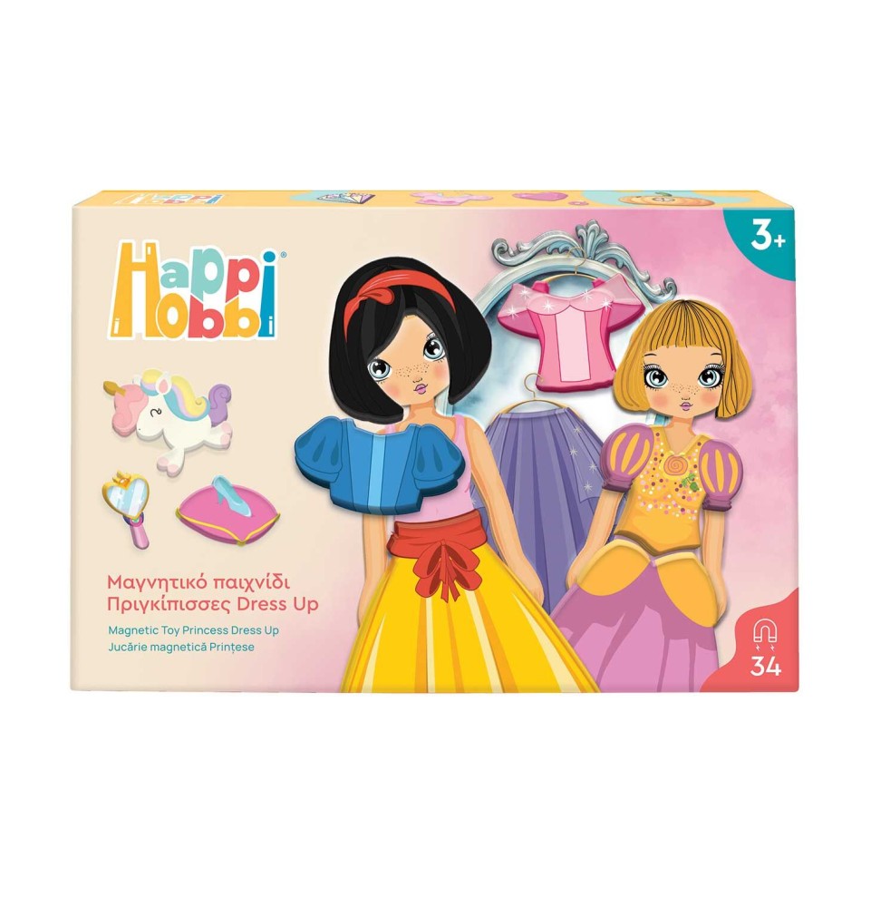 HappiHobbi Πριγκίπισσες Dress Up 34 Εκπαιδευτικοί Χάρτινοι Μαγνήτες (1029-64081)
