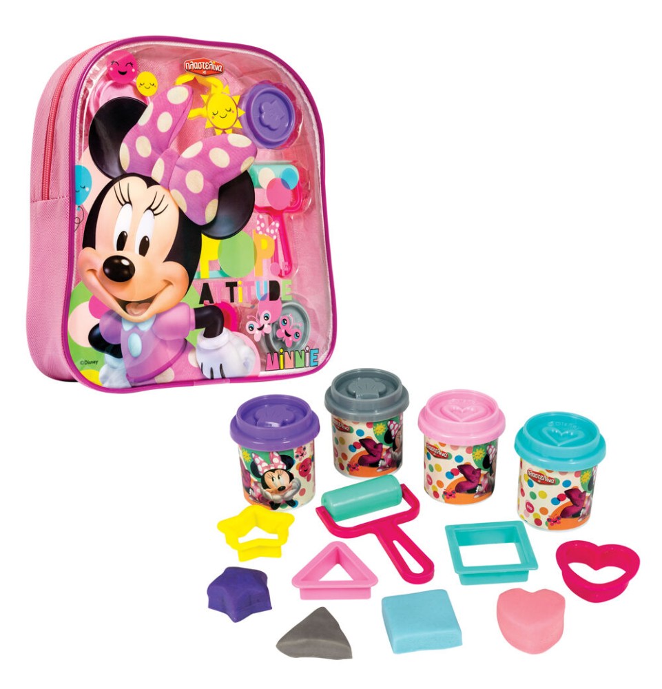 AS Πλαστελίνη Disney Minnie Τσάντα Πλάτης Με 4 Βαζάκια-Καπάκια Καλουπάκια & 5 Εργαλεία 200gr (1045-03574)