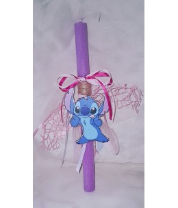 Πασχαλινή Λαμπάδα Stitch σε Κουτί Δώρου – Χειροποίητη με Ξύλινο Διακοσμητικό