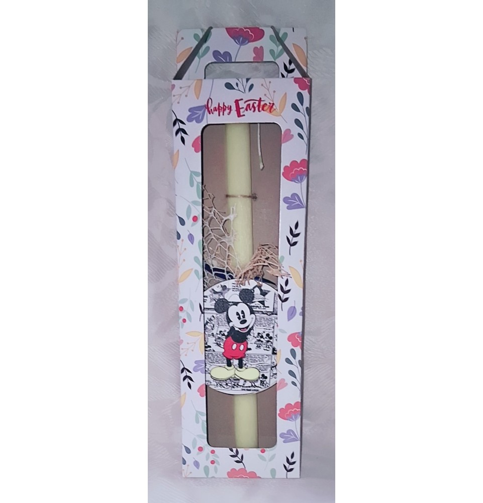 Πασχαλινή Λαμπάδα Mickey Mouse σε Κουτί Δώρου – Παιδική Χειροποίητη