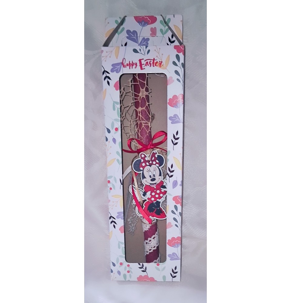 Πασχαλινή Λαμπάδα Minnie Mouse σε Κουτί Δώρου - Παιδική Χειροποίητη
