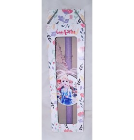 Πασχαλινή Λαμπάδα Frozen σε Κουτί Δώρου – Με Ξύλινο Διακοσμητικό