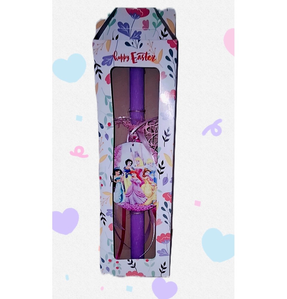 Πασχαλινή Λαμπάδα Disney Princesses σε Κουτί Δώρου - Παιδική Χειροποίητη