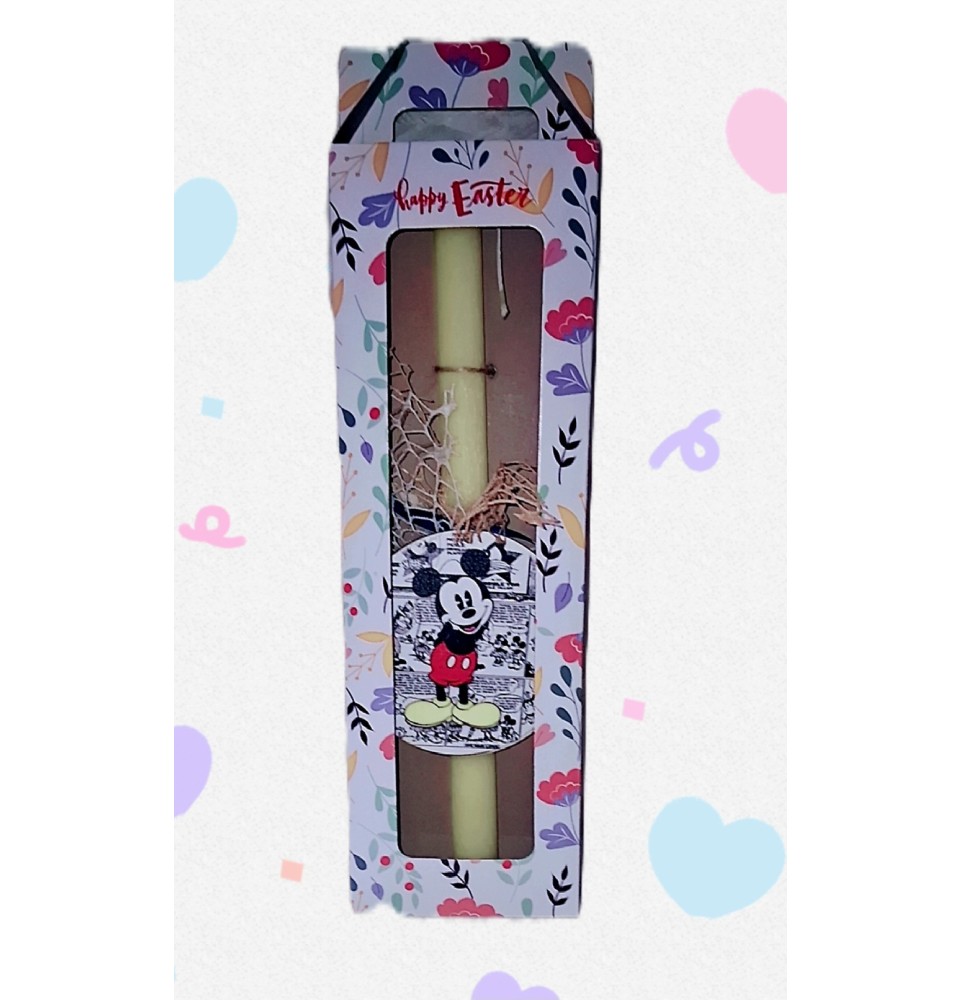 Πασχαλινή Λαμπάδα Mickey Mouse σε Κουτί Δώρου – Παιδική Χειροποίητη
