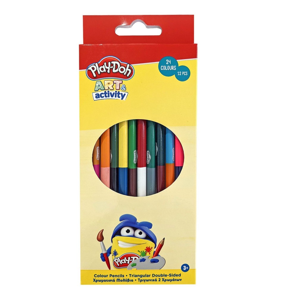 Μολύβια Χρωματιστά Διπλής Μύτης Play-Doh Σετ 12 Τεμαχίων