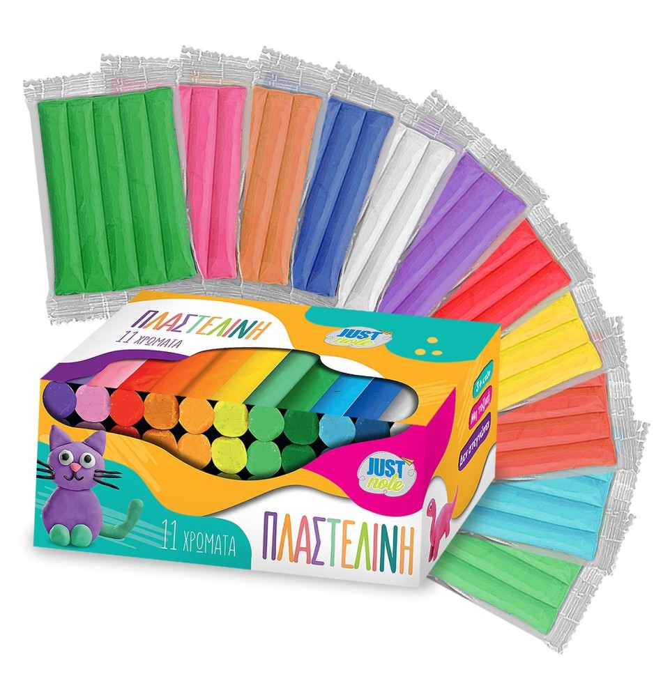 JUSTnote Πλαστελίνη Κλασικό Κουτί 11 Χρωμάτων 500g