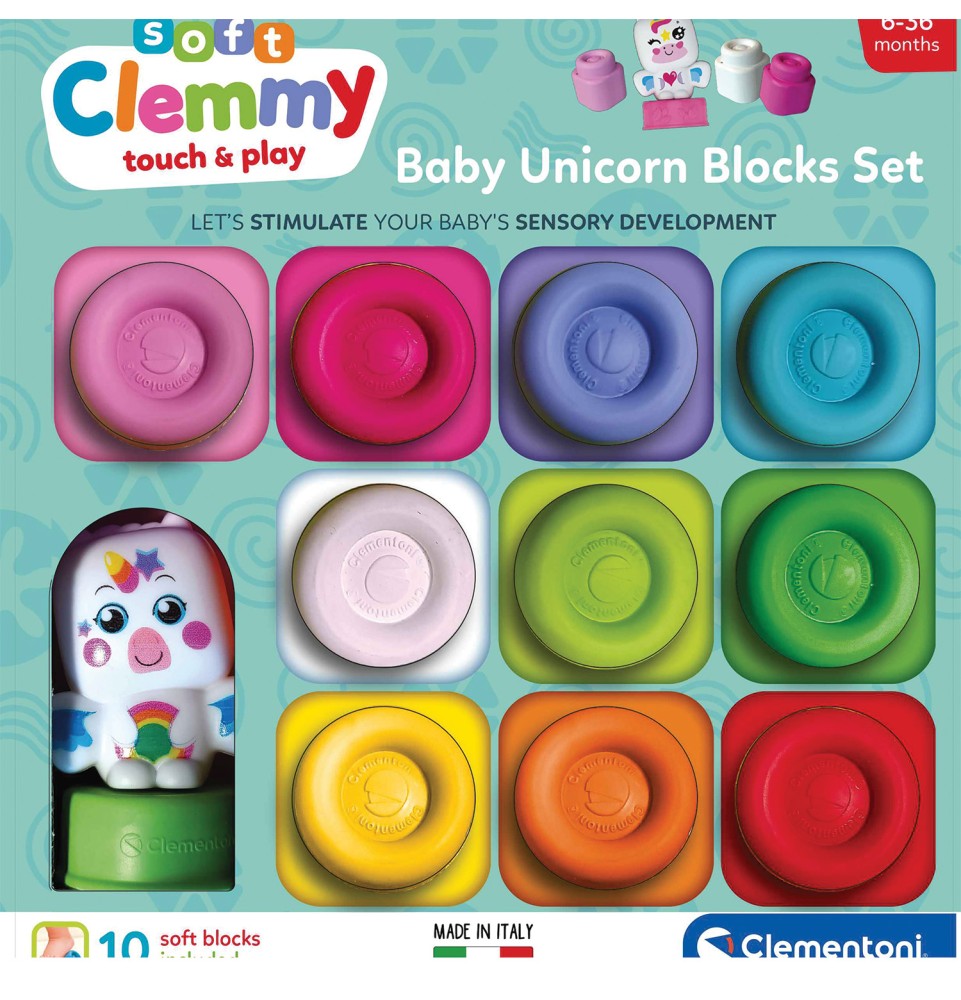 Soft Clemmy Σετ 10 Μαλακά Τουβλάκια & Φιγουράκι Μονόκερος Για 6M+ (1033-17630)