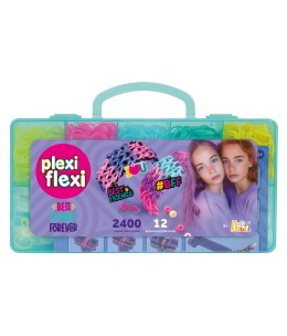 Plexi Flexi Best Friends Forever Θήκη Με 2400 Λαστιχάκια - γαλάζια θήκη μπροστά όψη