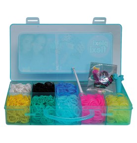 Plexi Flexi Best Friends Forever Θήκη Με 2400 Λαστιχάκια - γαλάζια θήκη ανοιχτή
