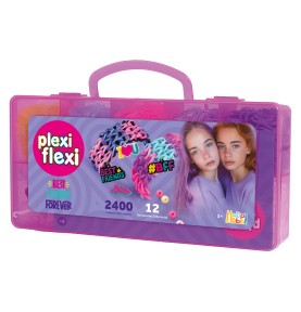 Plexi Flexi Best Friends Forever Θήκη Με 2400 Λαστιχάκια - ροζ θήκη πλαϊνή όψη