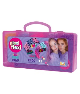 Plexi Flexi Best Friends Forever Θήκη Με 2400 Λαστιχάκια - ροζ θήκη πλαϊνή όψη