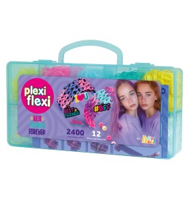 Plexi Flexi Best Friends Forever Θήκη Με 2400 Λαστιχάκια - γαλάζια θήκη πλαϊνή όψη