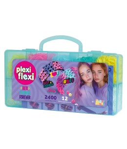 Plexi Flexi Best Friends Forever Θήκη Με 2400 Λαστιχάκια - γαλάζια θήκη πλαϊνή όψη