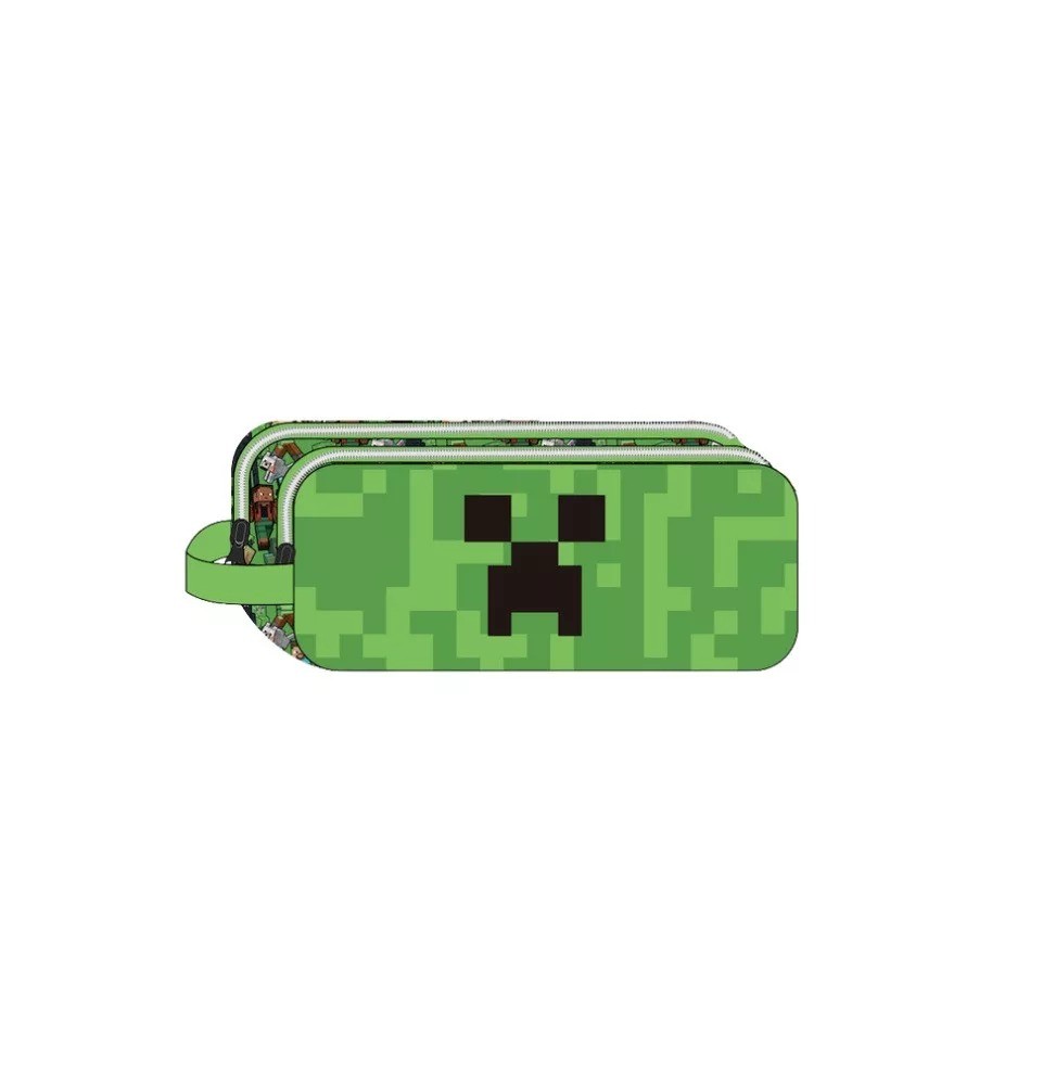 Σχολική Κασετίνα Ορθογώνια Minecraft Face & Creeper με 2 Θήκες 23 εκ.