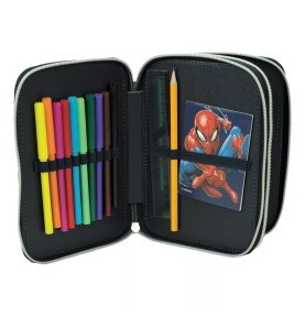 Σχολική Κασετίνα Διπλή Γεμάτη GIM Marvel Spiderman Frame 21 Τεμάχια - πρώτη θήκη