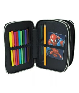 Σχολική Κασετίνα Διπλή Γεμάτη GIM Marvel Spiderman Frame 21 Τεμάχια - πρώτη θήκη