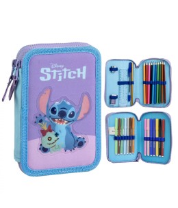 Σχολική Κασετίνα Διπλή Γεμάτη Disney Stitch & Scrump 2 Ορόφων - μπροστά όψη