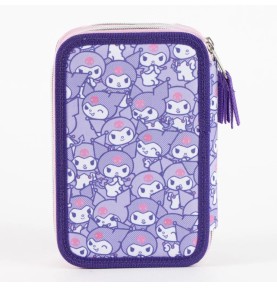 Σχολική Κασετίνα Τριπλή Γεμάτη Hello Kitty & Kuromi "Little Rebel" 3 Ορόφων - πίσω όψη