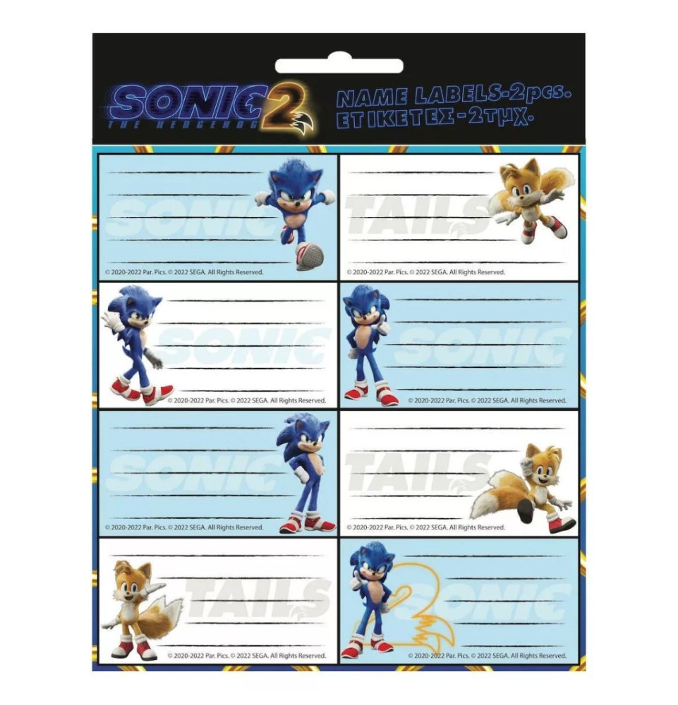 Sonic the Hedgehog Αυτοκόλλητες Ετικέτες Τετραδίων 16 Τεμάχια
