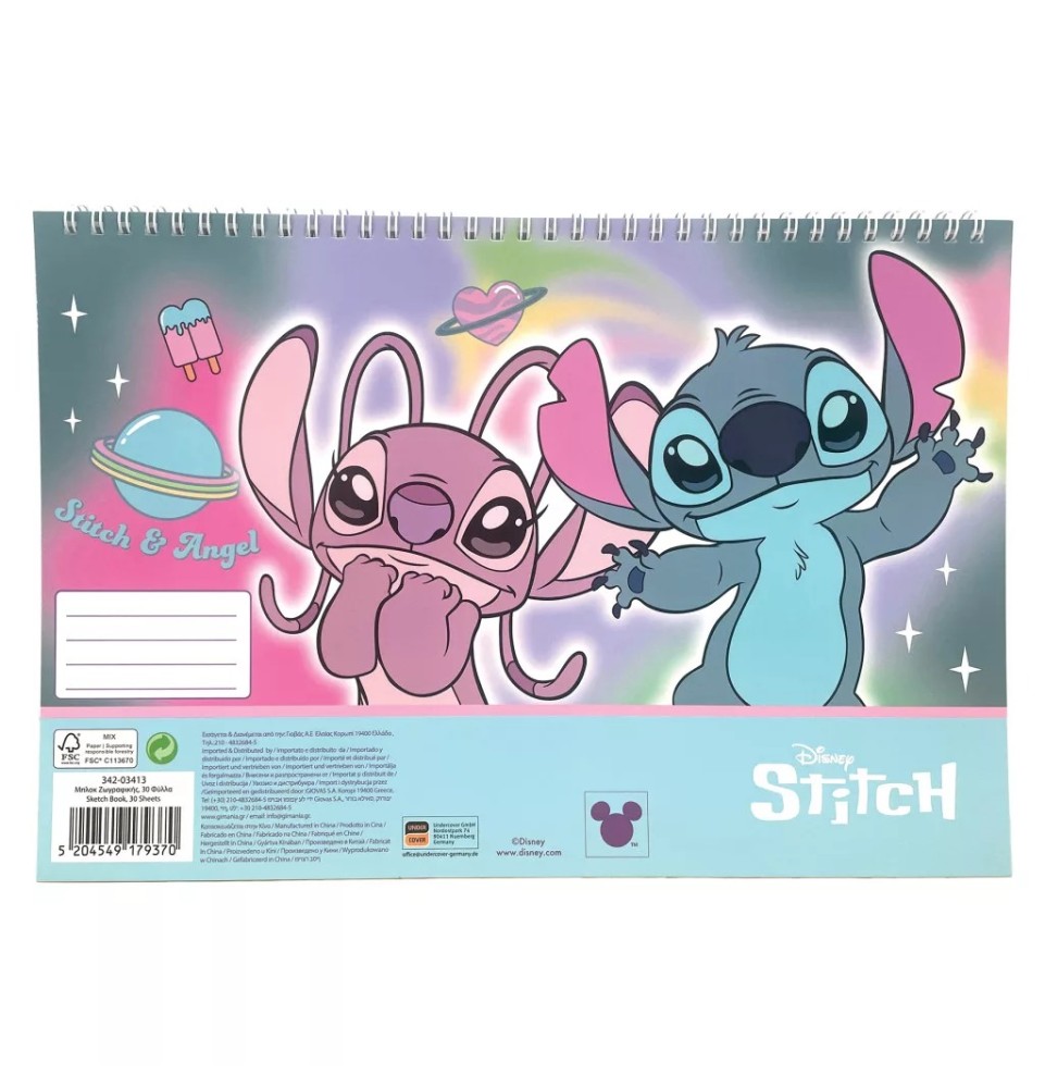 Σπιράλ Μπλοκ Ζωγραφικής Disney Lilo & Stitch Universe A4 30 Φύλλα