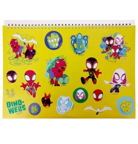 Spiderman Spidey Dino-Webs A4 Σπιράλ Βιβλίο Ζωγραφικής & Αυτοκόλλητα 40 Φύλλα - αυτοκόλλητα
