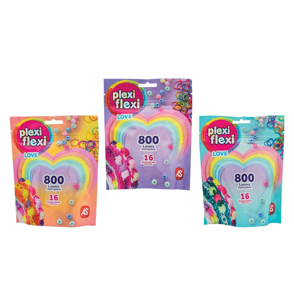 AS Plexi Flexi Love Σακουλάκι Με 800 Λαστιχάκια & 16 Αξεσουάρ Για Ηλικίες 5 Χρονών
